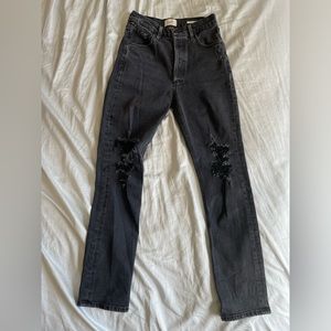 CITIZENS OF HUMANITY Charlotte Distressed Straight Leg Jeans Black Size 23